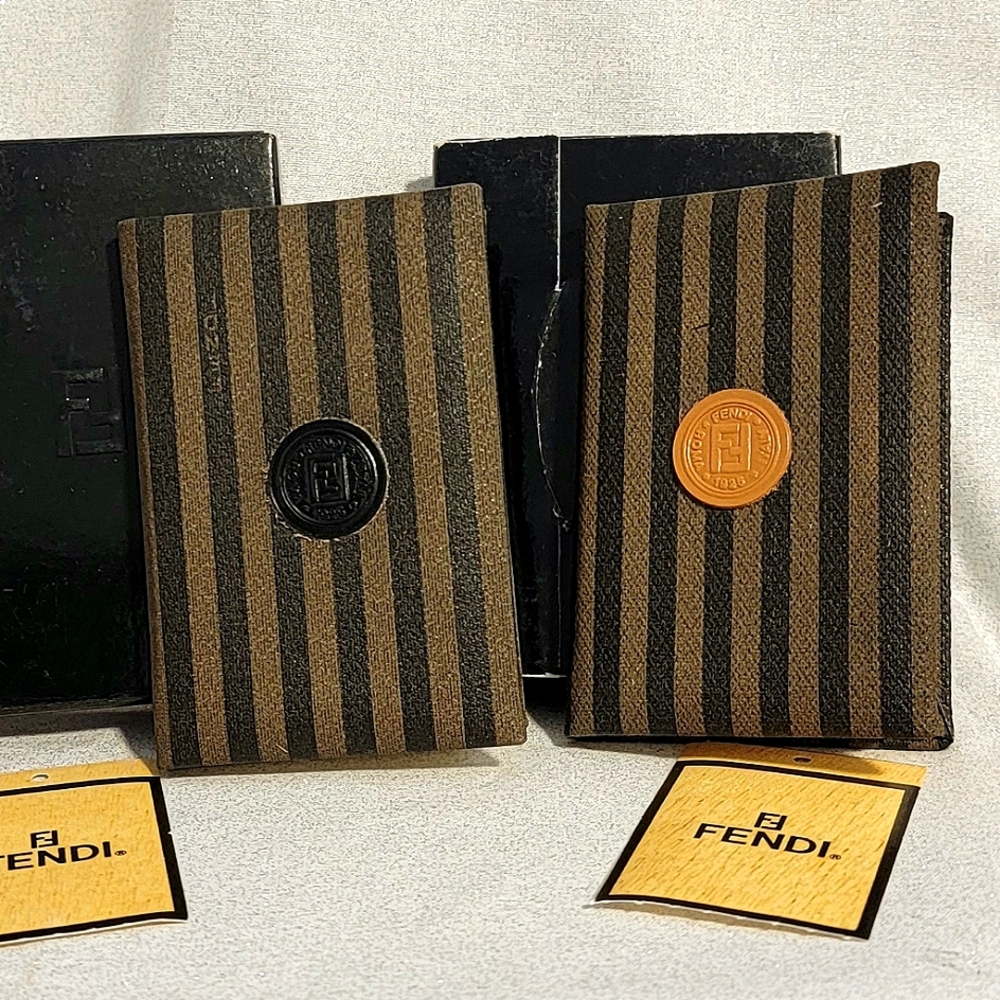 PAIR of FENDI Pequin Stripe Mini Address Books - Picture 1 of 9